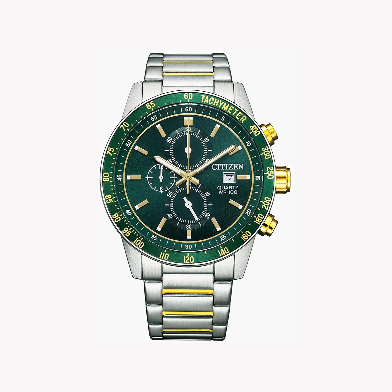 Citizen Men's Silver & Gold Watch, Green Dial | An3689-55x by i-watch