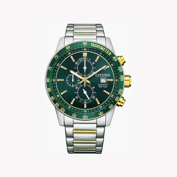 Citizen Men's Silver & Gold Watch, Green Dial | An3689-55x by i-watch