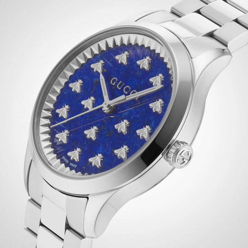 Gucci Women's Silver Watch, Blue Dial | Ya1265043 by i-watch
