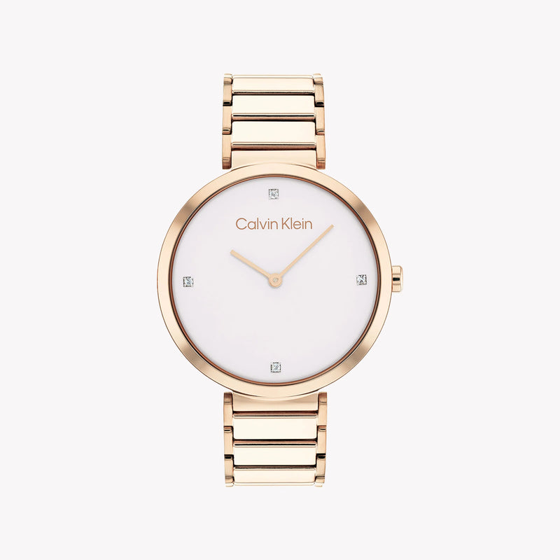 Ck Calvin Klein Women's Rose Gold Watch, White Dial | K3m236g6 by i-watch