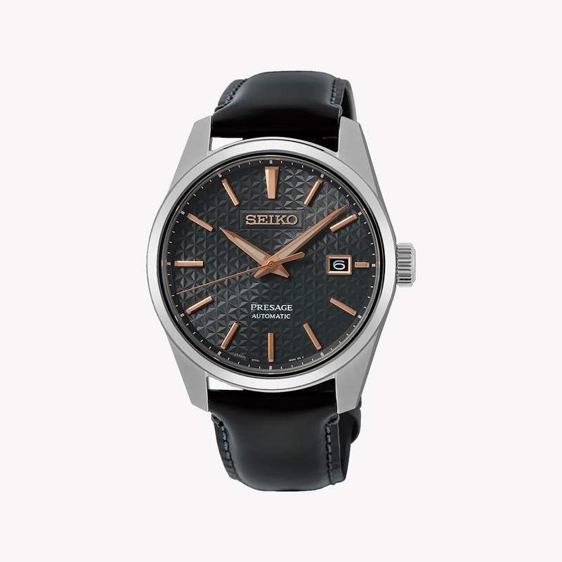 Seiko Presage Men's Silver Watch, Black Dial | Spb231j1 by i-watch