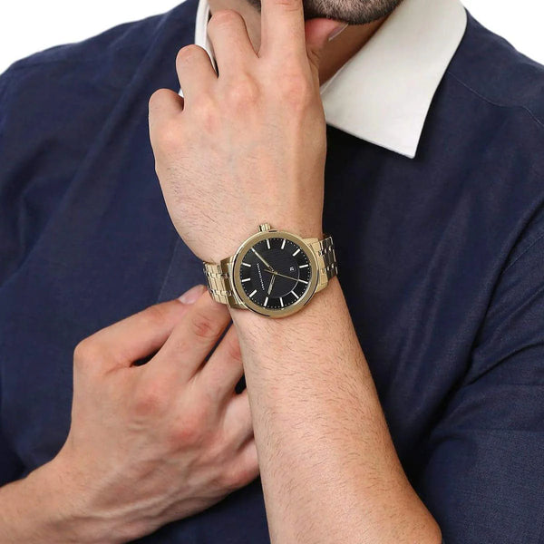 Armani Exchange Men's Gold Watch, Black Dial | Ax1456 by i-watch