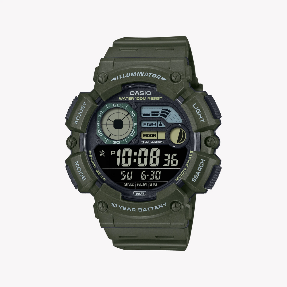 Casio Men's Green Resin Watch, Digital Dial | Ws-1500h-3bvdf by i-watch