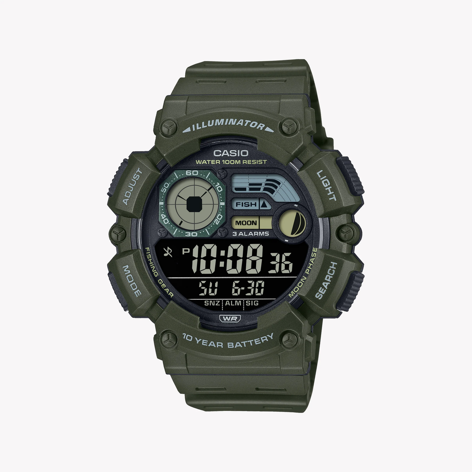 Casio Men's Green Resin Watch, Digital Dial | Ws-1500h-3bvdf by i-watch