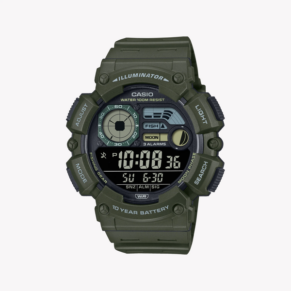 Casio Men's Green Resin Watch, Digital Dial | Ws-1500h-3bvdf by i-watch