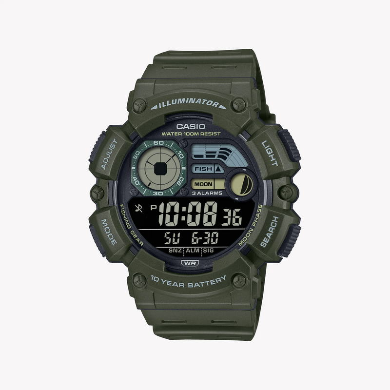 Casio Men's Green Resin Watch, Digital Dial | Ws-1500h-3bvdf by i-watch