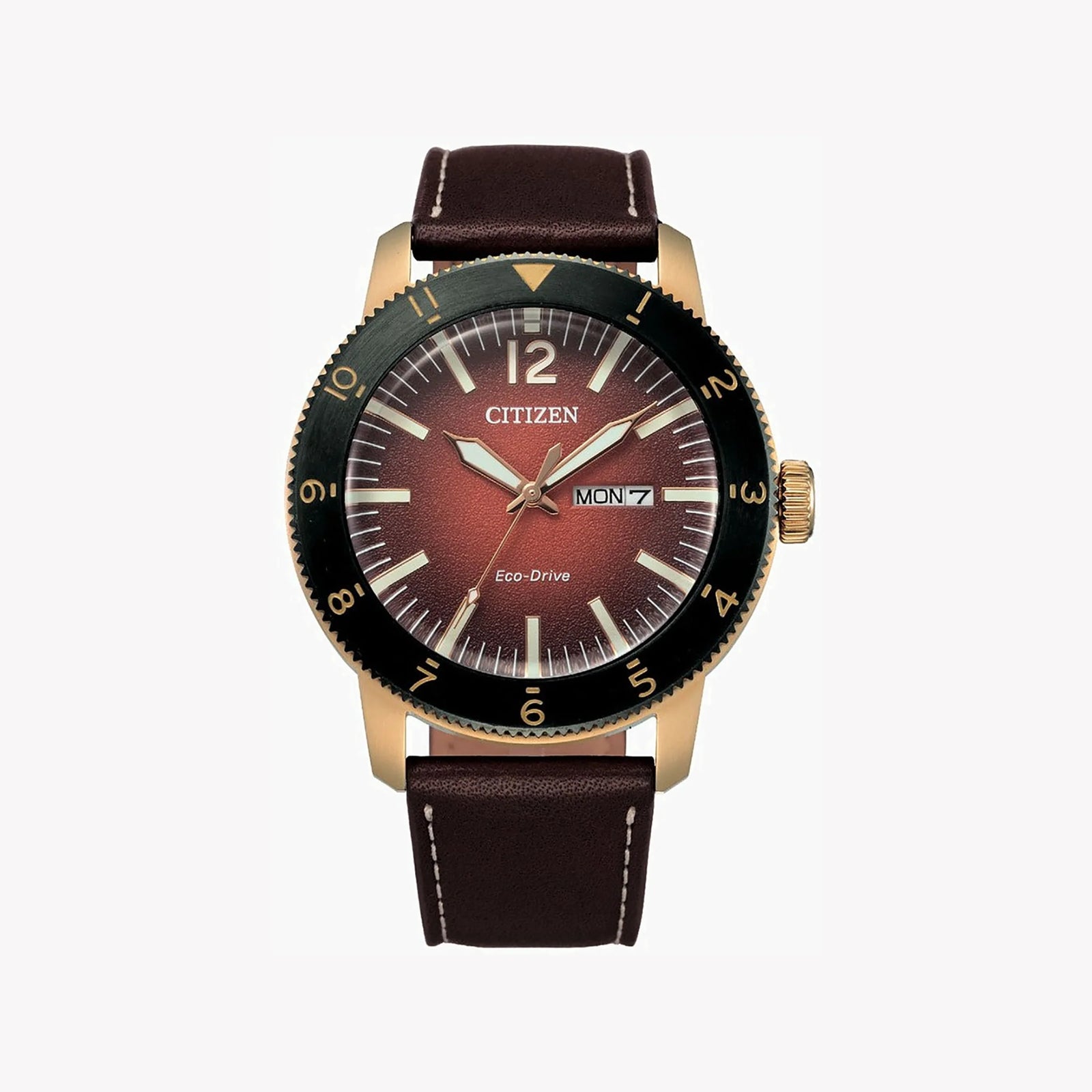 Citizen Aw0079-13x - Bold Distinction Men's Watch With Rose Gold And Brown Leather by i-watch