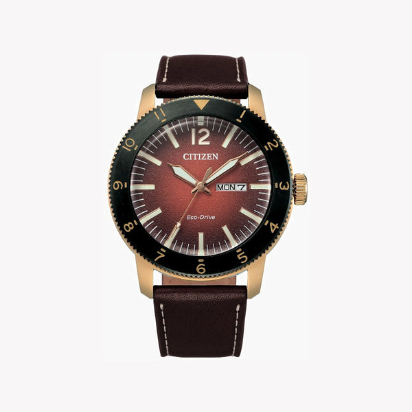 Citizen Aw0079-13x - Bold Distinction Men's Watch With Rose Gold And Brown Leather by i-watch