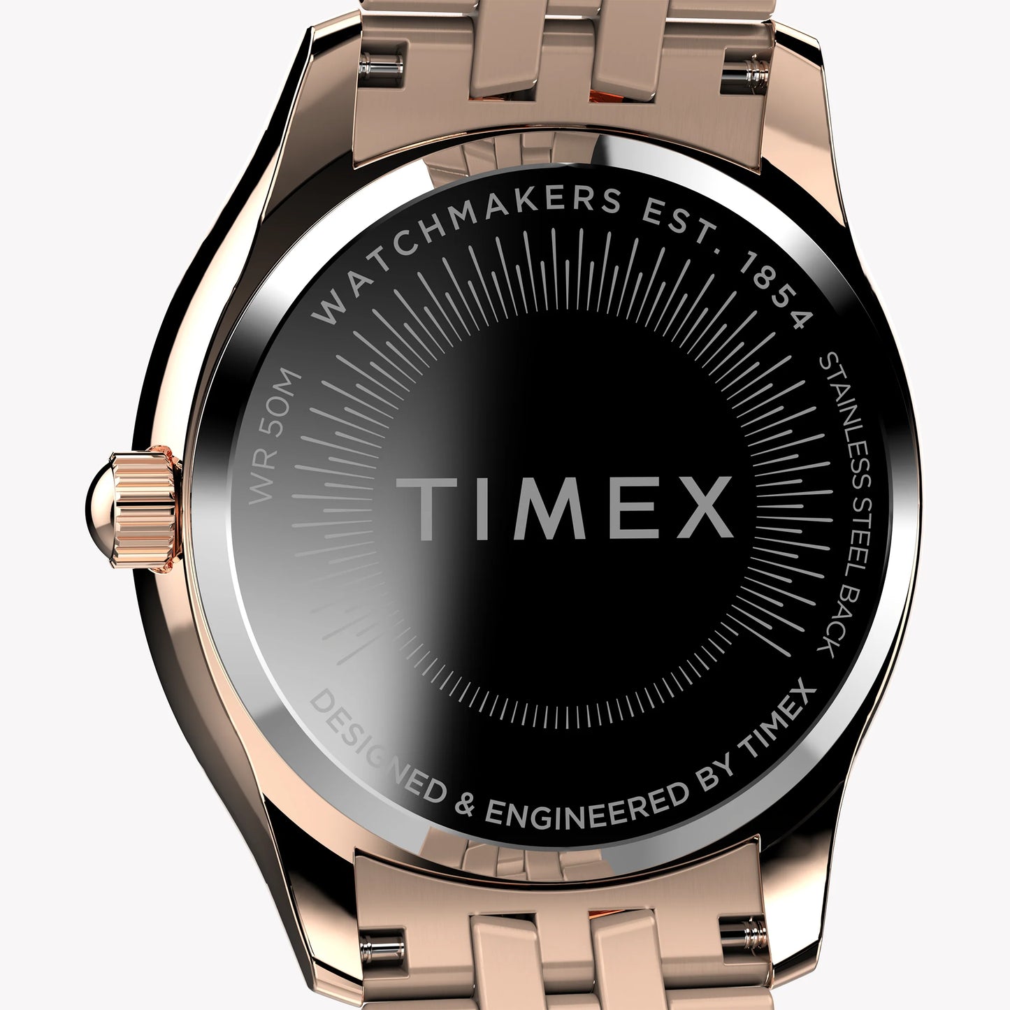 Timex Cushion Multifunction Rose Gold-tone with Crystal Accents and Black Dial TW2W17800 Women's Watch