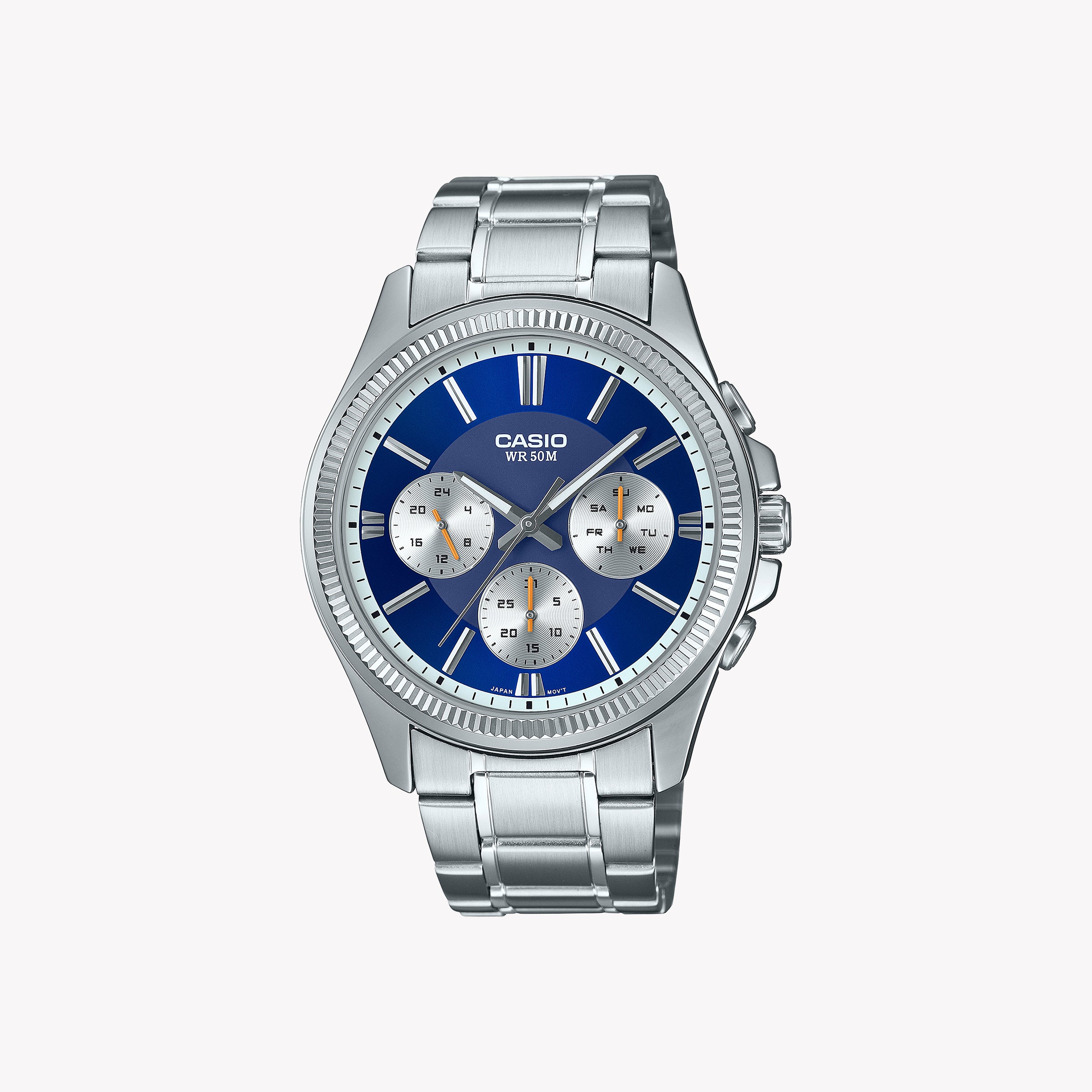 CASIO MTP-1375D-2A1V BOLD ADVENTURER MEN'S STAINLESS STEEL WATCH WITH BLUE DIAL