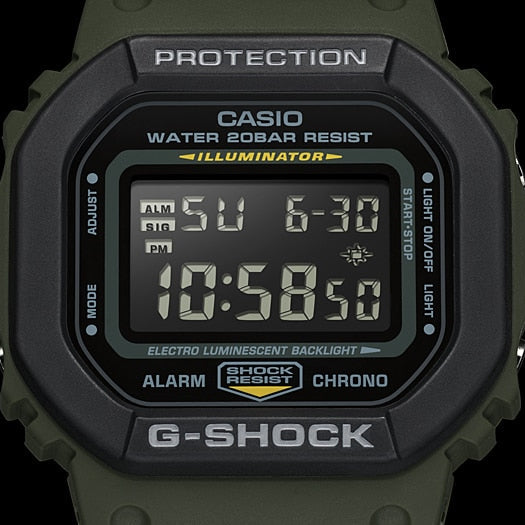 CASIO G-SHOCK DW-5610SU-3DR - BOLD GREEN RESIN MEN'S WATCH FOR ADVENTURE & STYLE