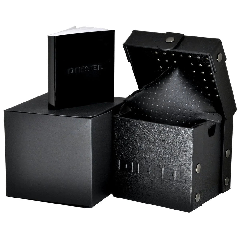 Diesel Men's Silver Stainless Steel, Black Leather | Dz7313 by i-watch
