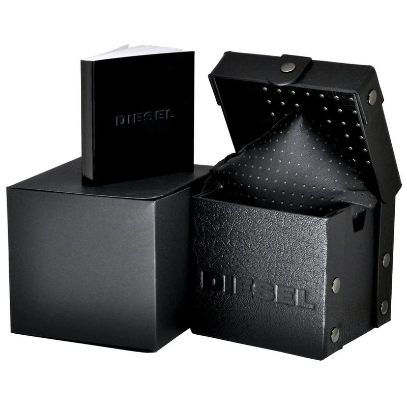 Diesel Men's Silver Stainless Steel, Black Leather | Dz7313 by i-watch