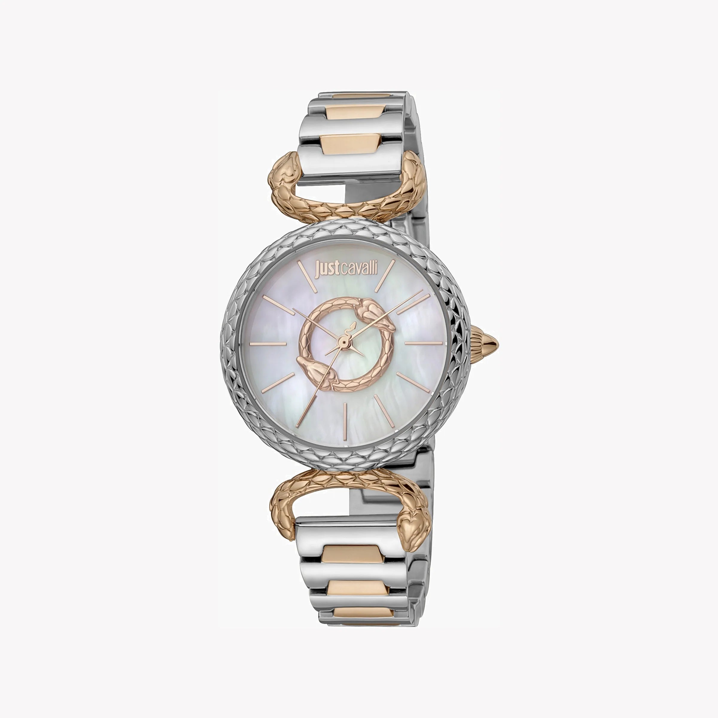 JUST CAVALLI Women's Watch with Silver Stainless Steel Case and Silver & Rose Gold Stainless Steel Band