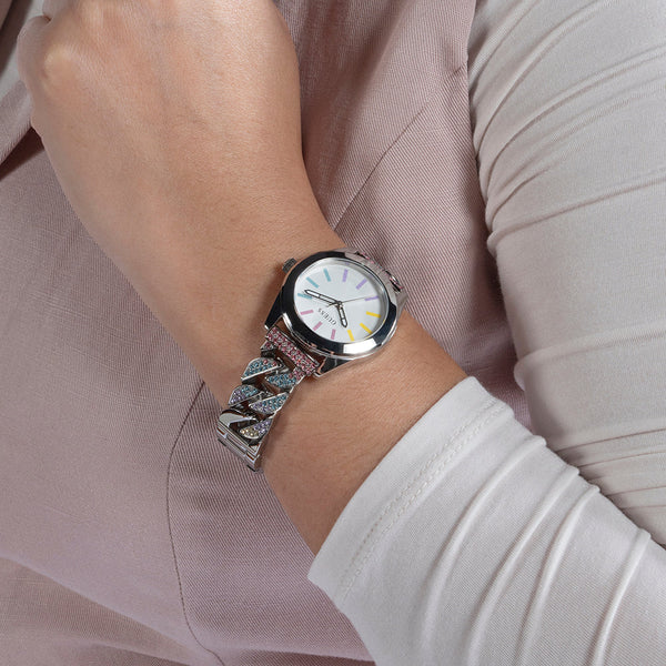 Guess Women's Silver Stainless Steel Watch, Silver Dial | Gw0546l4 by i-watch
