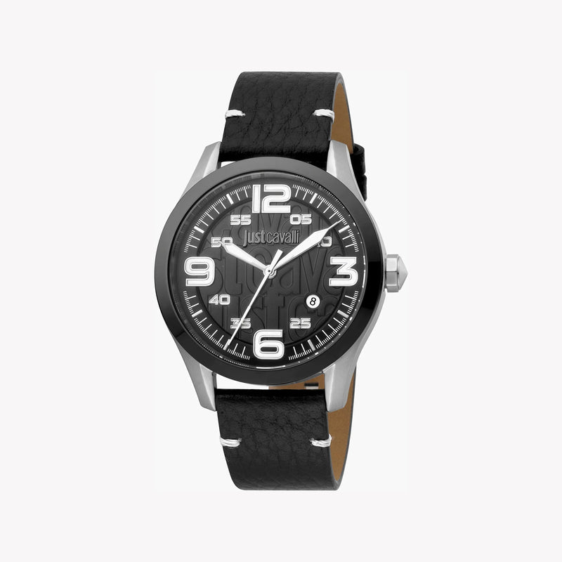 Just Cavalli Men's Black Leather Watch, Silver Case | Jc1g108l0035 by i-watch
