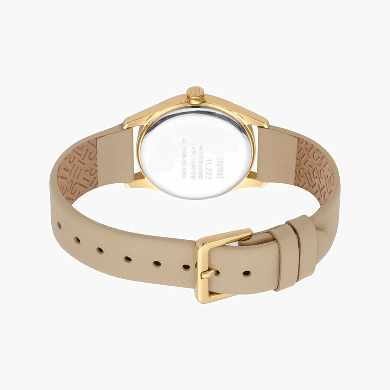 Esprit Women's Beige Leather Watch, Silver Dial | Es1l084m0015 by i-watch