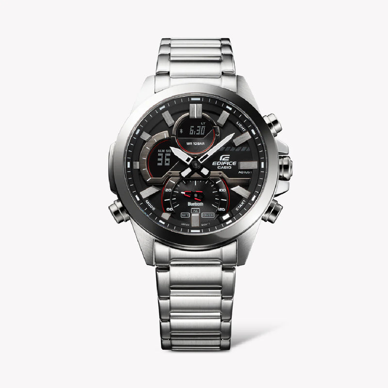 Casio Edifice Ecb-30d-1adf - Sporty Confidence Unleashed Men's Watch With Black Dial And Stainless Steel Band by i-watch