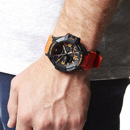 CASIO G-SHOCK GA-1000-4A ADVENTURE SEEKER - MEN'S RUGGED TIMEPIECE WITH ORANGE ACCENTS