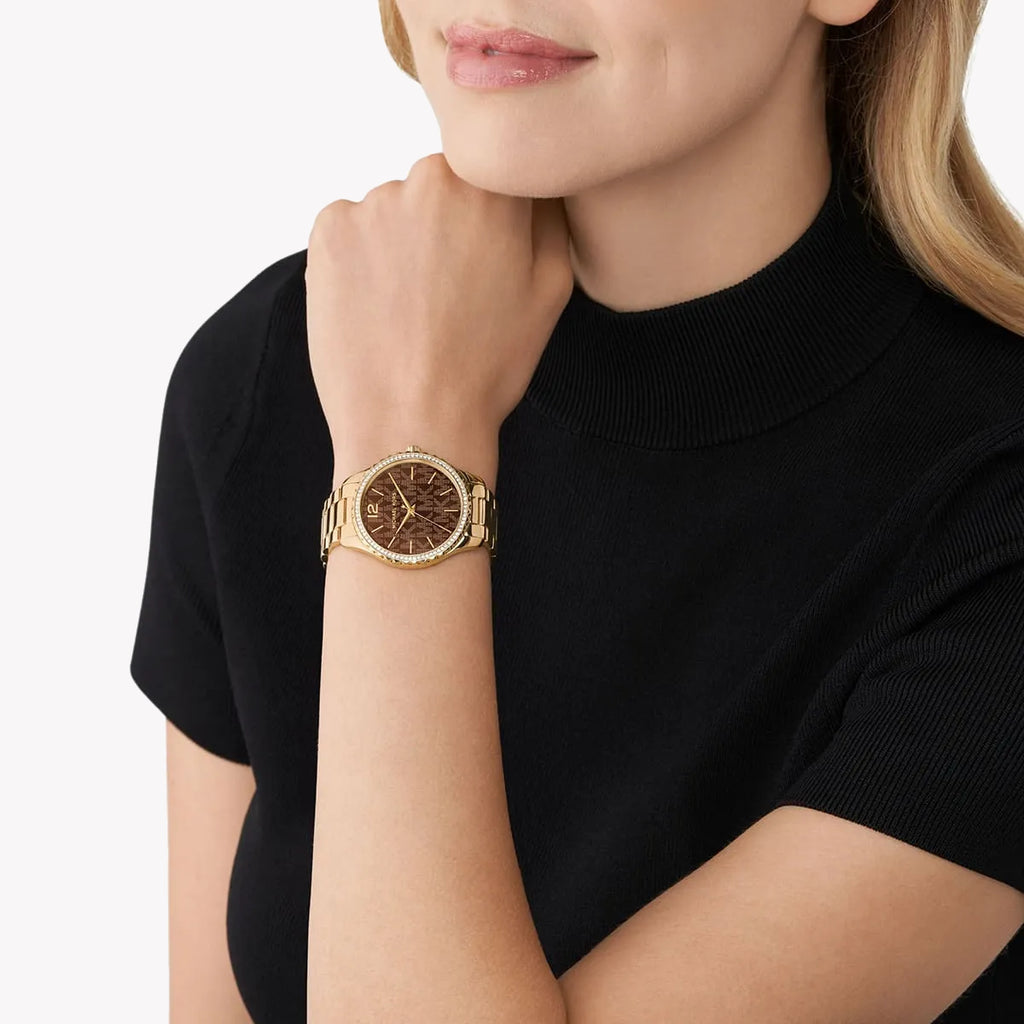 MICHAEL KORS MK7296 - BOLD SOPHISTICATION WOMEN'S WATCH WITH GOLD BAND & BROWN DIAL-i-Watch-4
