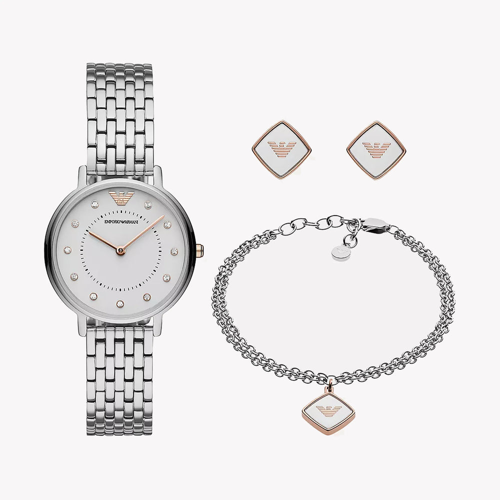 Emporio Armani Women's Silver Stainless Steel Watch, White Dial | Ar80023 by i-watch