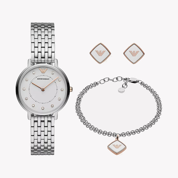 Emporio Armani Women's Silver Stainless Steel Watch, White Dial | Ar80023 by i-watch