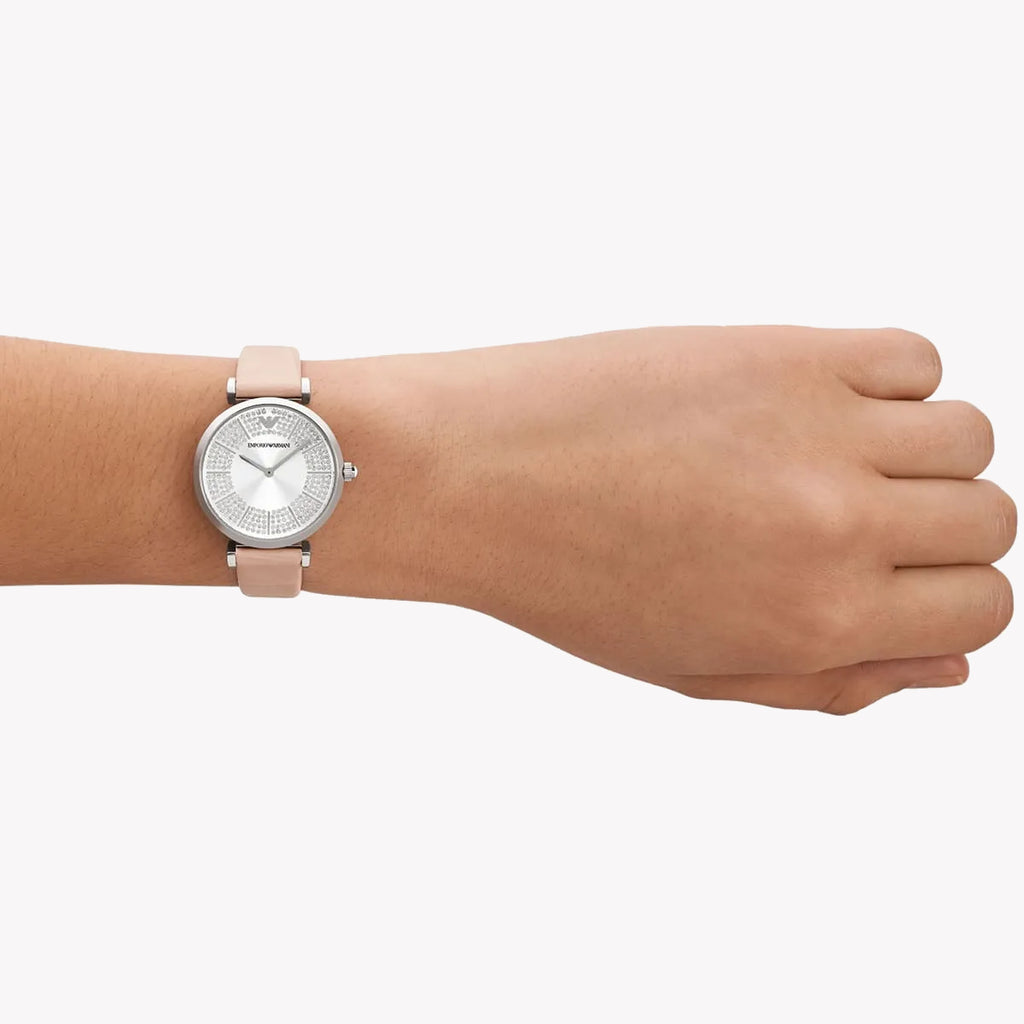 EMPORIO ARMANI AR11543 - ELEGANT TIMEPIECE WITH PINK LEATHER BAND & SILVER DIAL-i-Watch-4