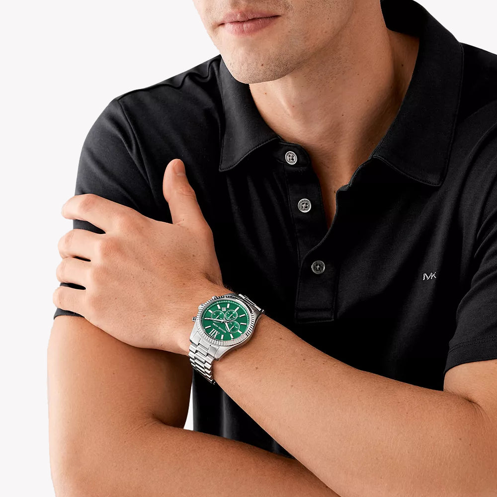 MICHAEL KORS MK9152 - ADVENTUROUS STYLE WITH GREEN DIAL & SILVER BAND Men's Watch-i-Watch-4
