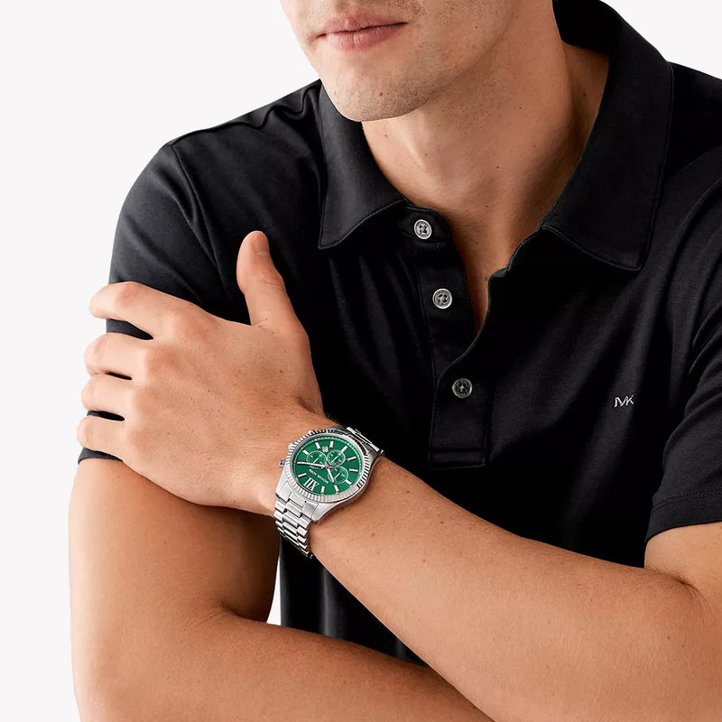 Michael Kors Men's Silver Watch, Green Dial | Mk9152 by i-watch