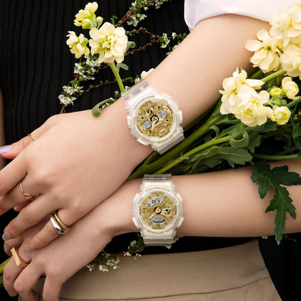 Casio Women's White Resin Watch, Gold Accents | Gma-S120sg-7aer by i-watch