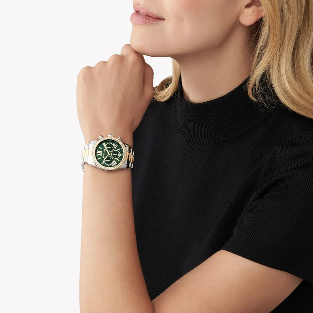 Michael Kors Women's Silver-Gold Watch, Green Dial | Mk7303 by i-watch