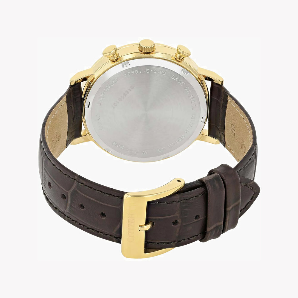 Citizen An3612-09p - Bold Chronograph - Elegant Gold & Brown Leather Men's Watch by i-watch