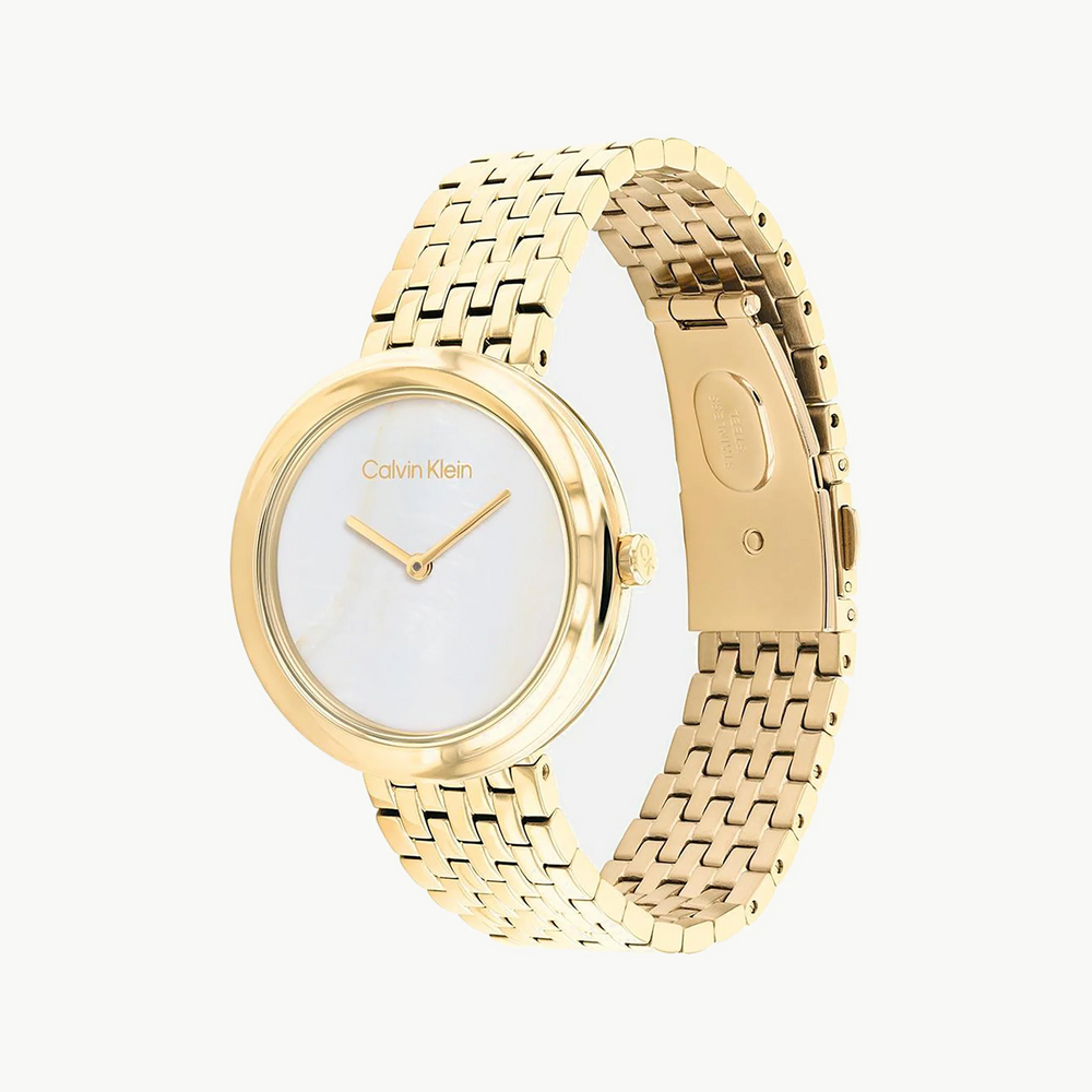 Ck Calvin Klein Women's Gold Watch, White Dial | K3m21121g by i-watch