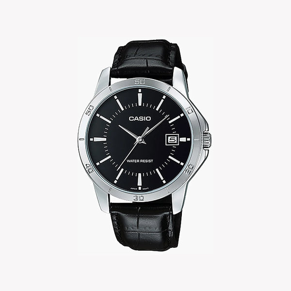 Casio Men's Silver Stainless Steel, Black Leather | Mtp-V004l-1audf by i-watch