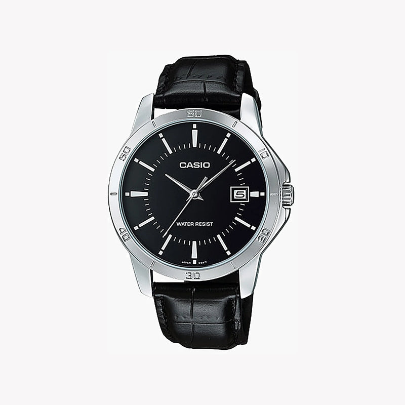 Casio Men's Silver Stainless Steel, Black Leather | Mtp-V004l-1audf by i-watch