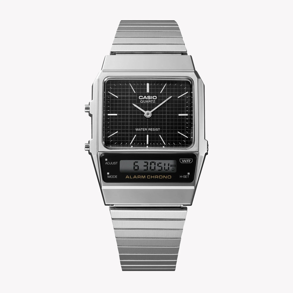 Casio Men's Silver Watch, Black Dial | Aq-800e-1adf by i-watch