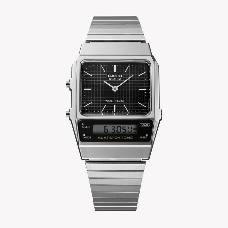 Casio Men's Silver Watch, Black Dial | Aq-800e-1adf by i-watch