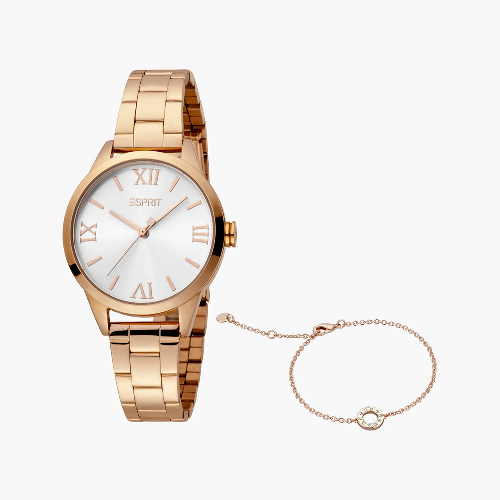 Esprit Women's Rose Gold Stainless Steel Watch, Silver Dial | Es1l170l0015 by i-watch