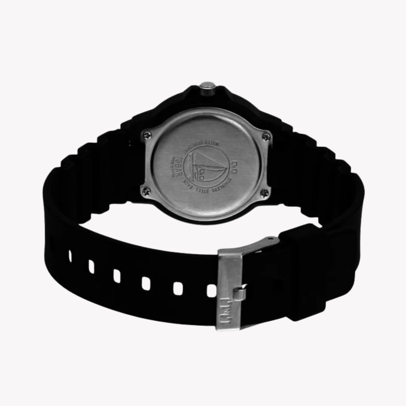 Q&Q Women's Black Watch, Blue Dial with Multi-Color Numerals | VR19J005Y