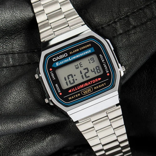 Casio Men's Resin Watch, Silver Metal Strap | A168wa-1wdf by i-watch