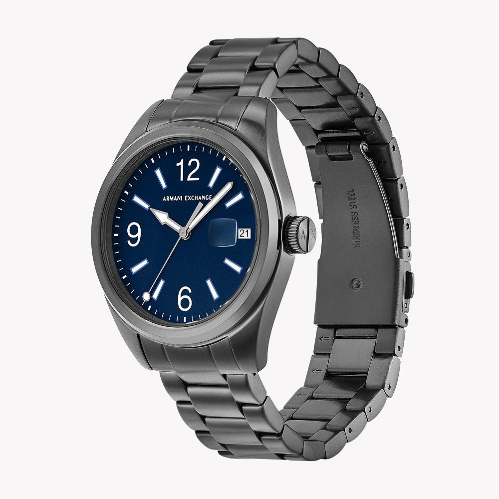 A|X ARMANI EXCHANGE AX1421 - MODERN GREY TIMEPIECE WITH BLUE DIAL FOR THE STYLISH MAN-i-Watch-2