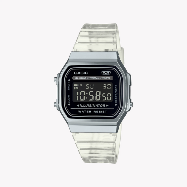 Casio A168xes-1b Digital Watch, Chrome/White | A168xes-1b by i-watch