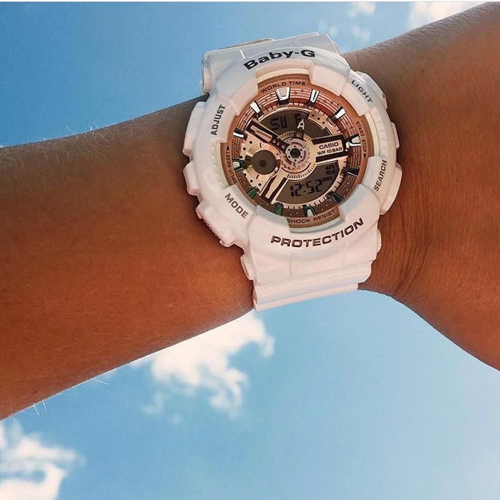 Baby-G Women's White Resin Watch, Digital Dial | Ba-110-7a1dr by i-watch
