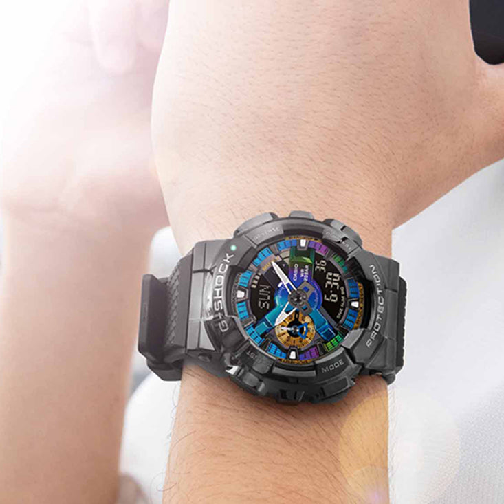 CASIO G-SHOCK GM-110B-1ADR - RUGGED ELEGANCE MEN'S WATCH WITH BLACK STAINLESS STEEL & LED FUNCTIONALITY-i-Watch-2