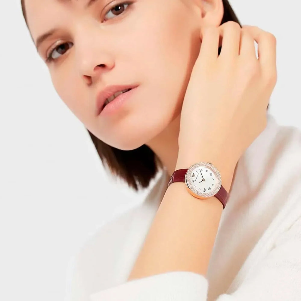 Emporio Armani Women's Rose Gold Watch, White Dial | Ar11357 by i-watch