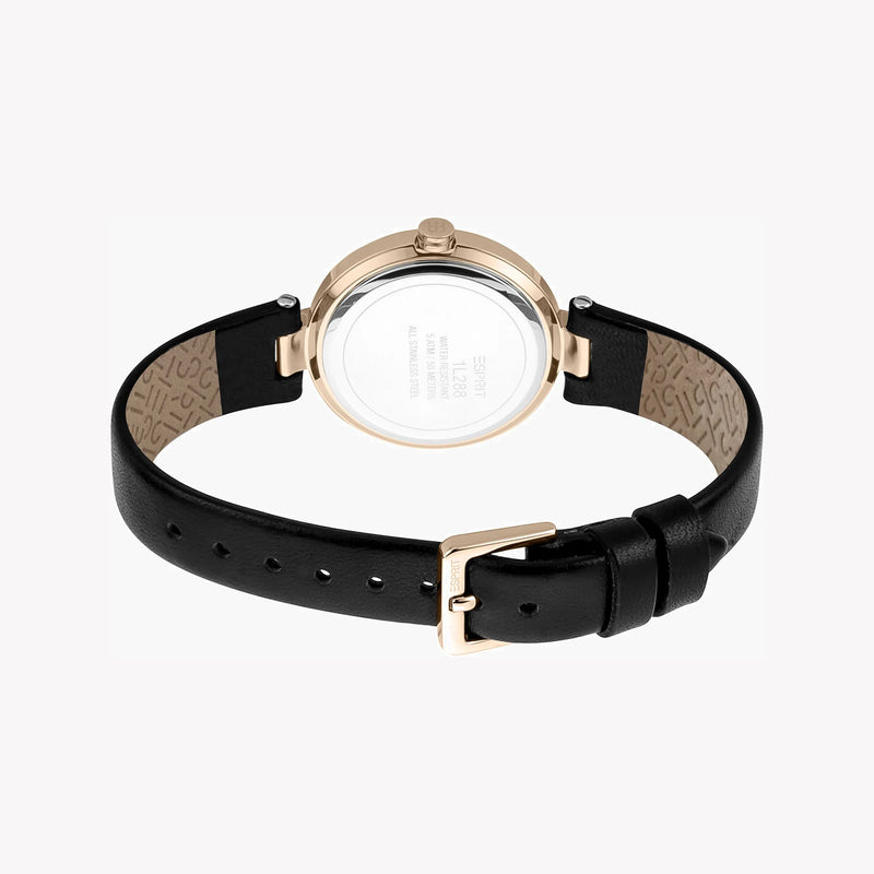 Esprit Women's Black Leather Watch, Silver Dial | Es1l204m0015 by i-watch