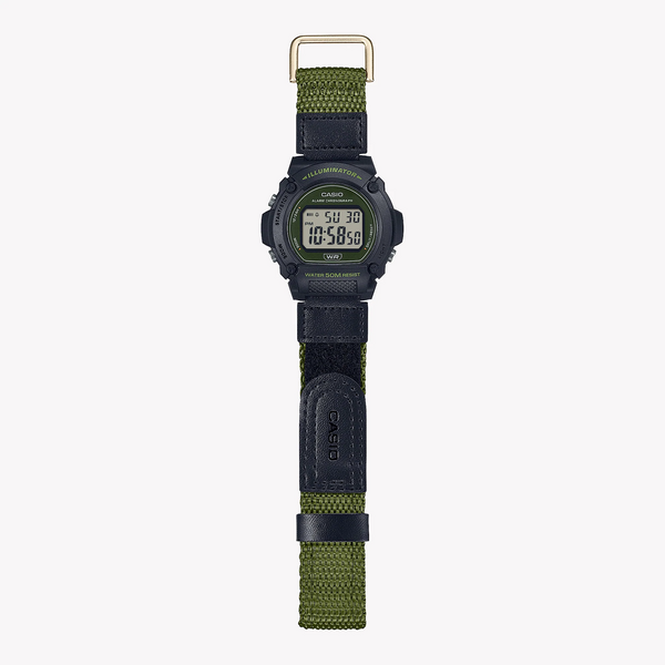 Casio Unisex Black & Green Resin Watch, Sporty Style | W-219hb-3avdf by i-watch