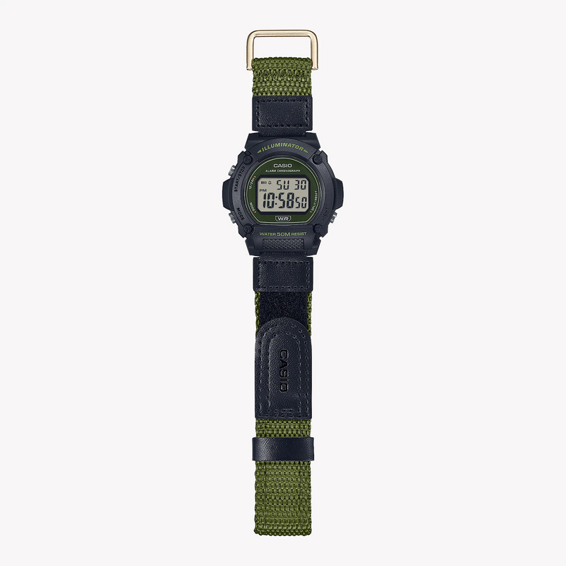 Casio Unisex Black & Green Resin Watch, Sporty Style | W-219hb-3avdf by i-watch