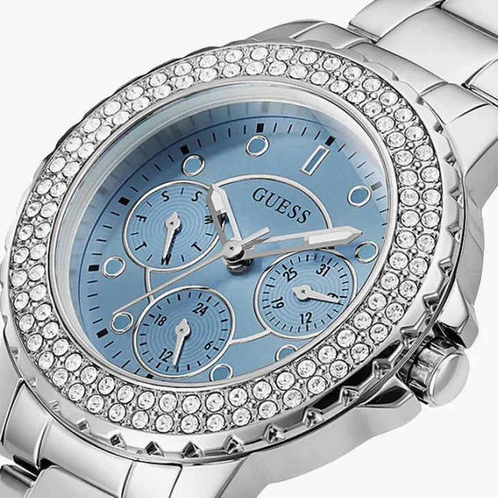 Guess Women's Silver Stainless Steel, Blue Dial | Gw0410l1 by i-watch