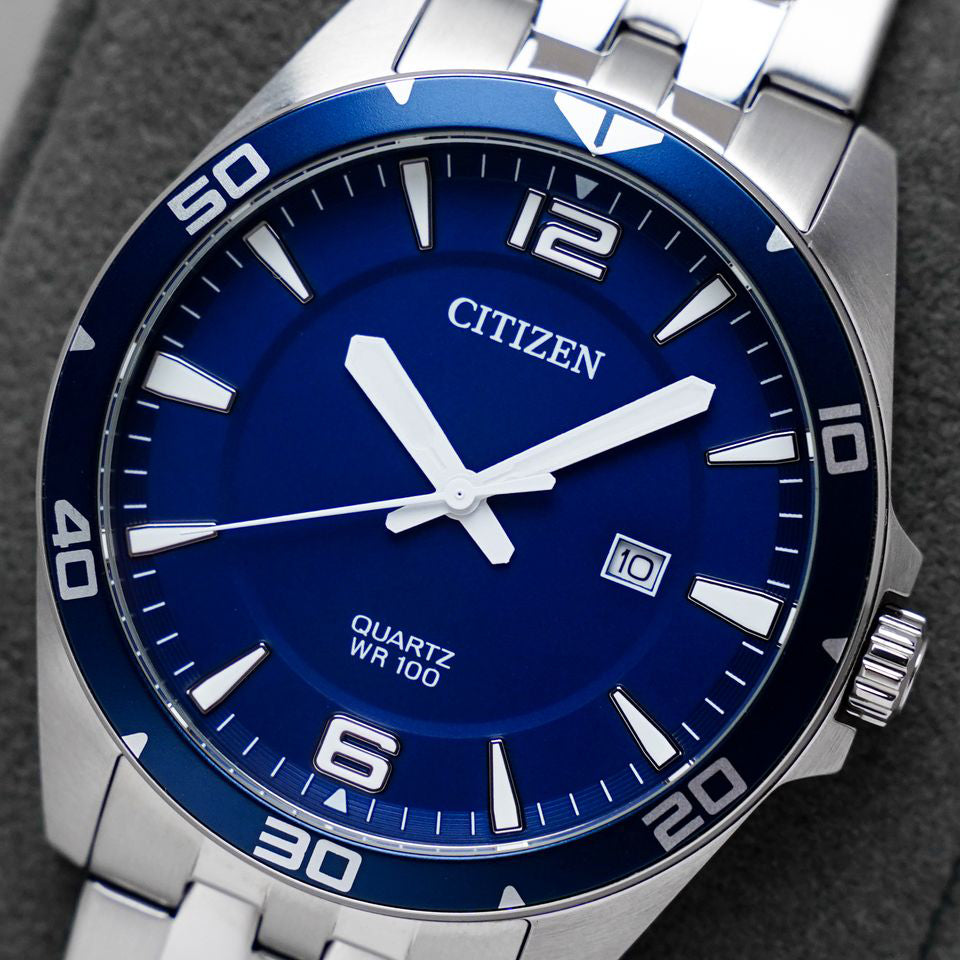 CITIZEN BI5058-52L BLUE DIAL - MODERN MEN'S STAINLESS STEEL WATCH WITH QUARTZ PRECISION